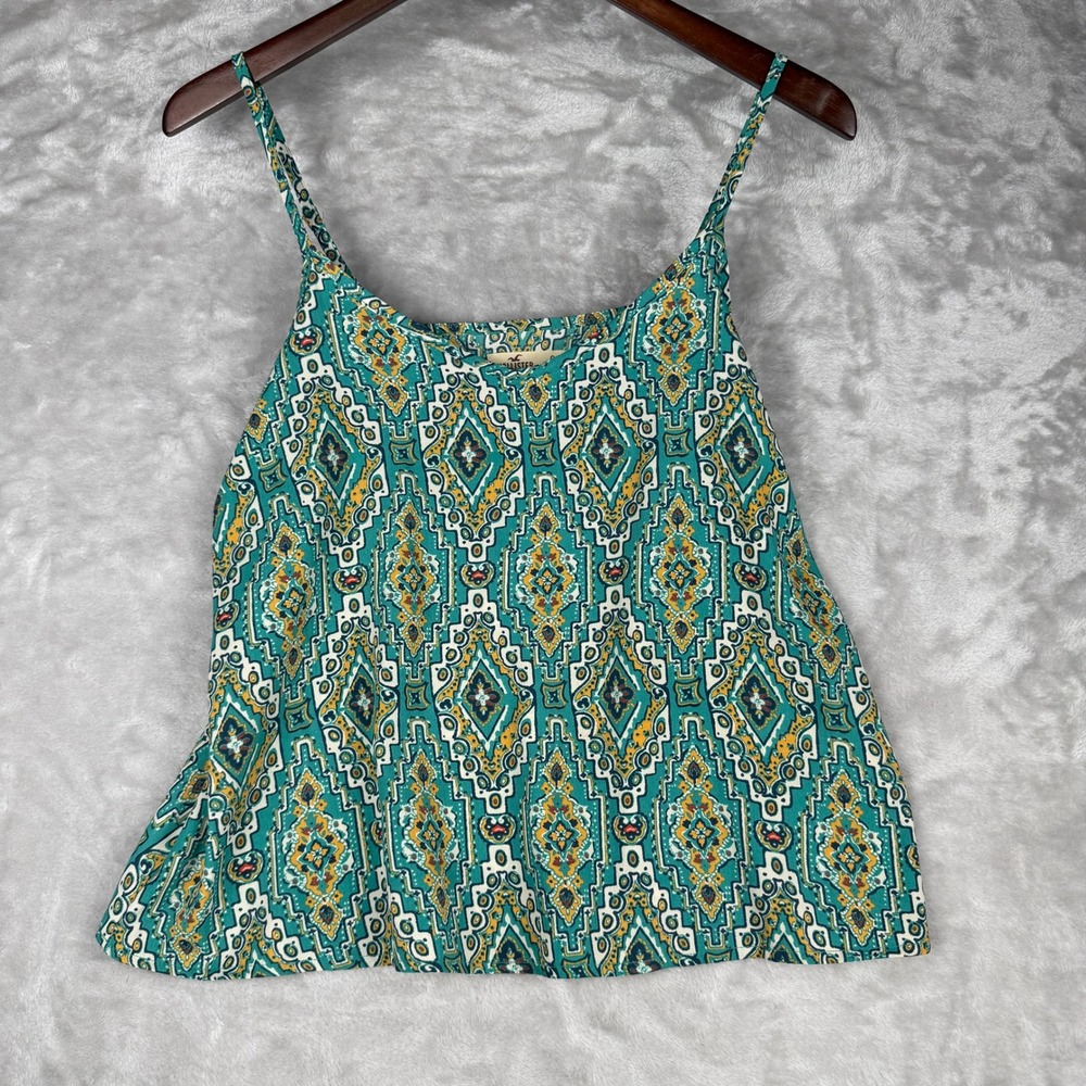 Tribal western Hollister Teal Medallion Camisole Top‎ Adjustable Straps Small